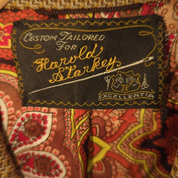 1971 Vintage Double Knit Blazer Size 40 Jacket Psychedelic Lining 70s Mod - Picture 3 of 8